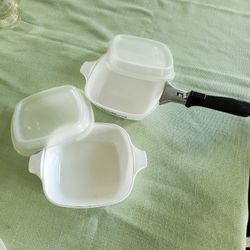 Corning Ware Blue Cornflower Pitite Pans With Removable Handle