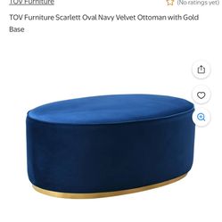 Navy Blue Velvet Ottoman Living Room