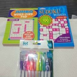 !NEW! Word Find/Sudoku/10 Gel Pens ALL for $4.00