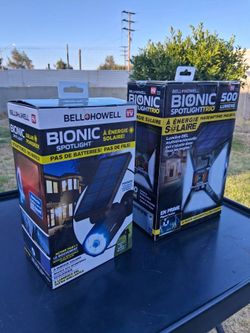 Bionic Spotlight Trio, Solar Powered, Motion Sensor, new - $35 .. Both,  Firm On Price 