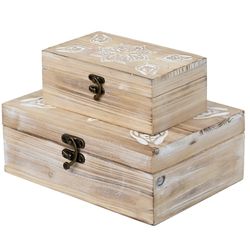 Mandala Carved Wooden Box Set Of 2