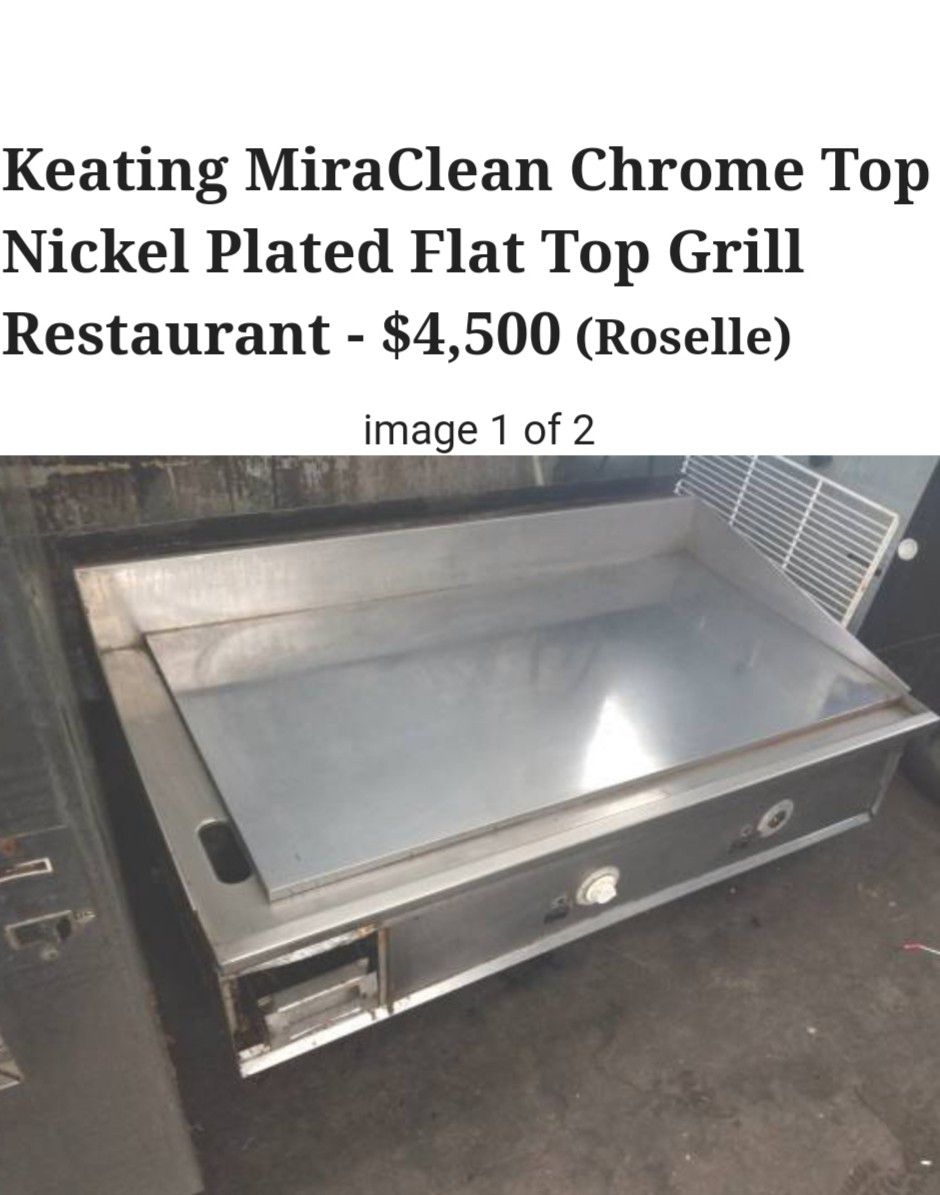 Keating MiraClean Chrome Top Nickel Plated Flat Top Grill Restaurant