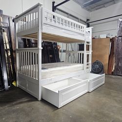 Twin over twin bunk bed and mattress