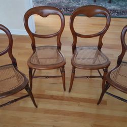 4 Balloon Back Chairs With Cane Seats 