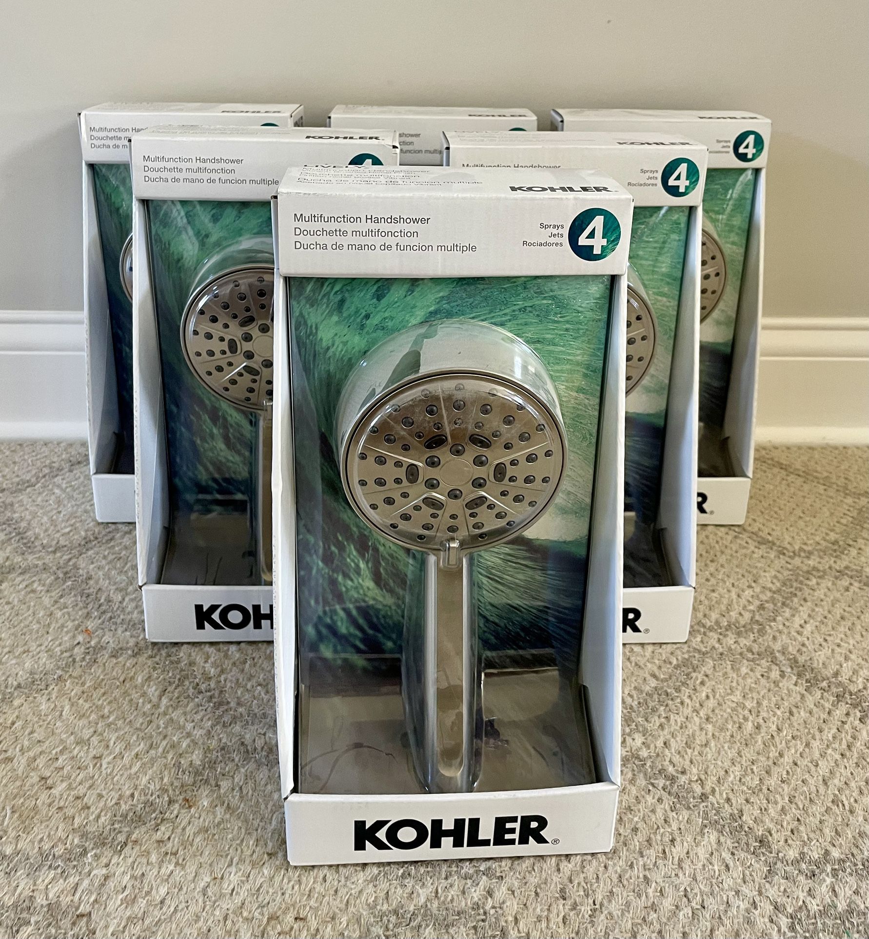 KOHLER Lively 4-Spray Patterns Wall Mount 4.312 in. Handheld Shower Head in Vibrant Brushed Nickel