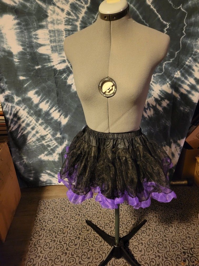 Black Mini Tutu With Purple Trim Small - Medium Woman's 
