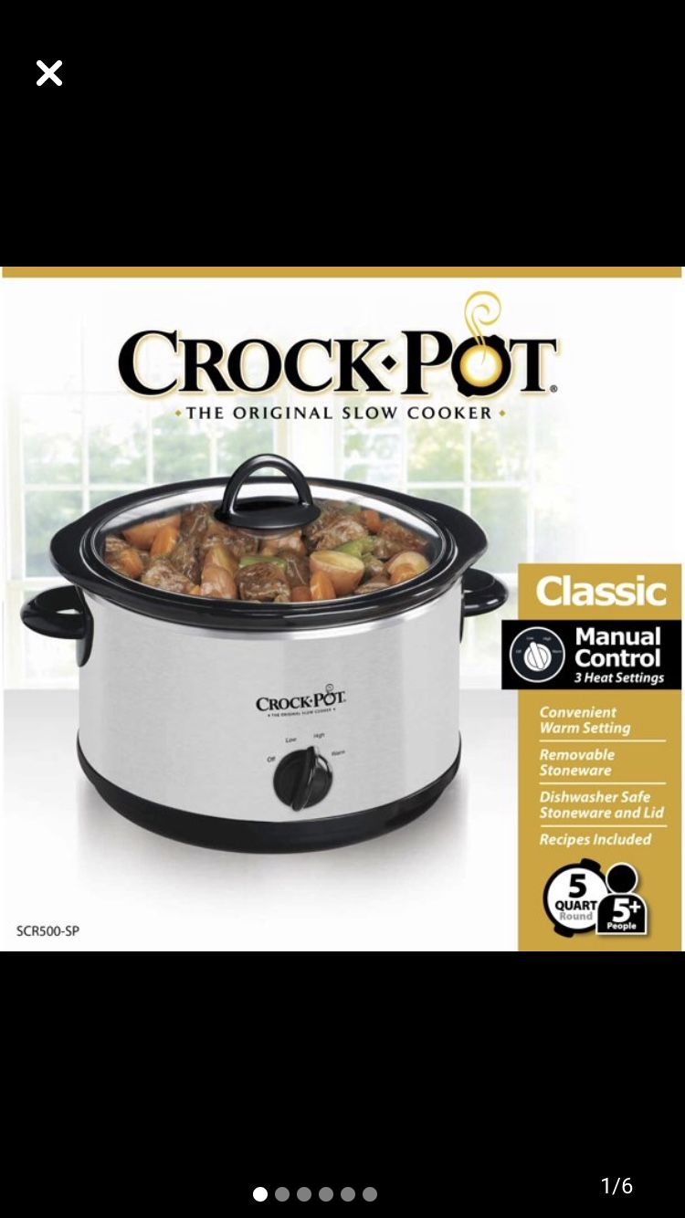 Crockpot, the original slow cooker, 5 quart, Stainless Steel