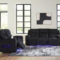 Brand New Ashley’s Elegant Power Reclining Corduroy Sofa Loveseat 