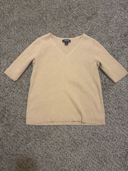 Lands' End Ribbed V-Neck Sweater Top