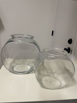Clear Glass Round Flower Vase – Set of 2