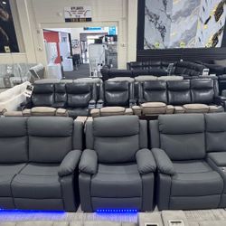 Sofa, loveseat and Recliner,New in Grey,Leather .On Sale.We Finance💵$10 Down🔥.