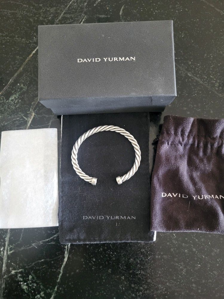 Unisex David Yurman Silver Cuff With Black Onyx