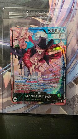 Sealed PSA Promo One Piece TCG Dracule Mihawk Leader Card OP14-020