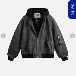 AELFRIC EDEN TWO LAYER FAUX LEATHER BOMBER JACKET