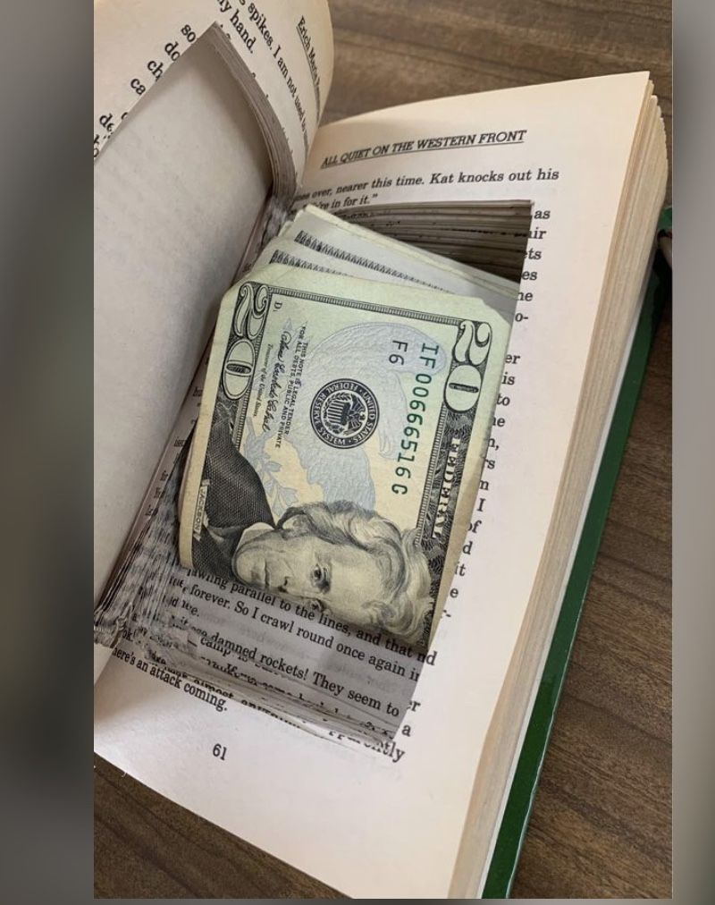 This stash box comes in a green hardcover. It is hollowed out 3/4th of the way through to create a perfect spot to hide or secure your valuables. Grea