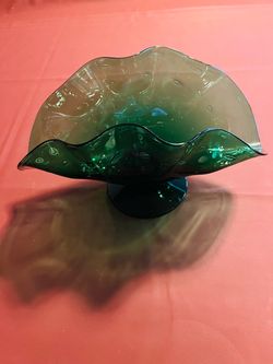 Green Hand Blown Glass bowl