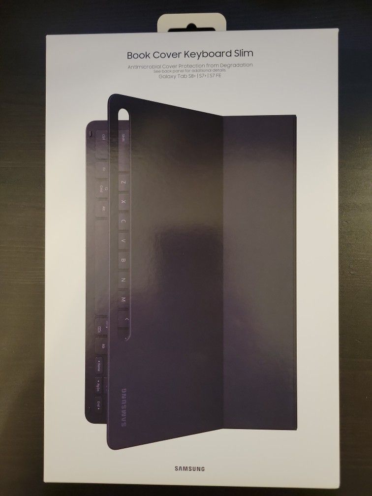 NEW Samsung Tab S8+, S7+, S7 SE Book Cover Keyboard Slim