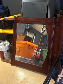 Large Solid Wood Dresser with Attached Arch Mirror – Excellent Storage!