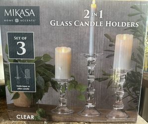 New Mikasa Glass Candle Holders 