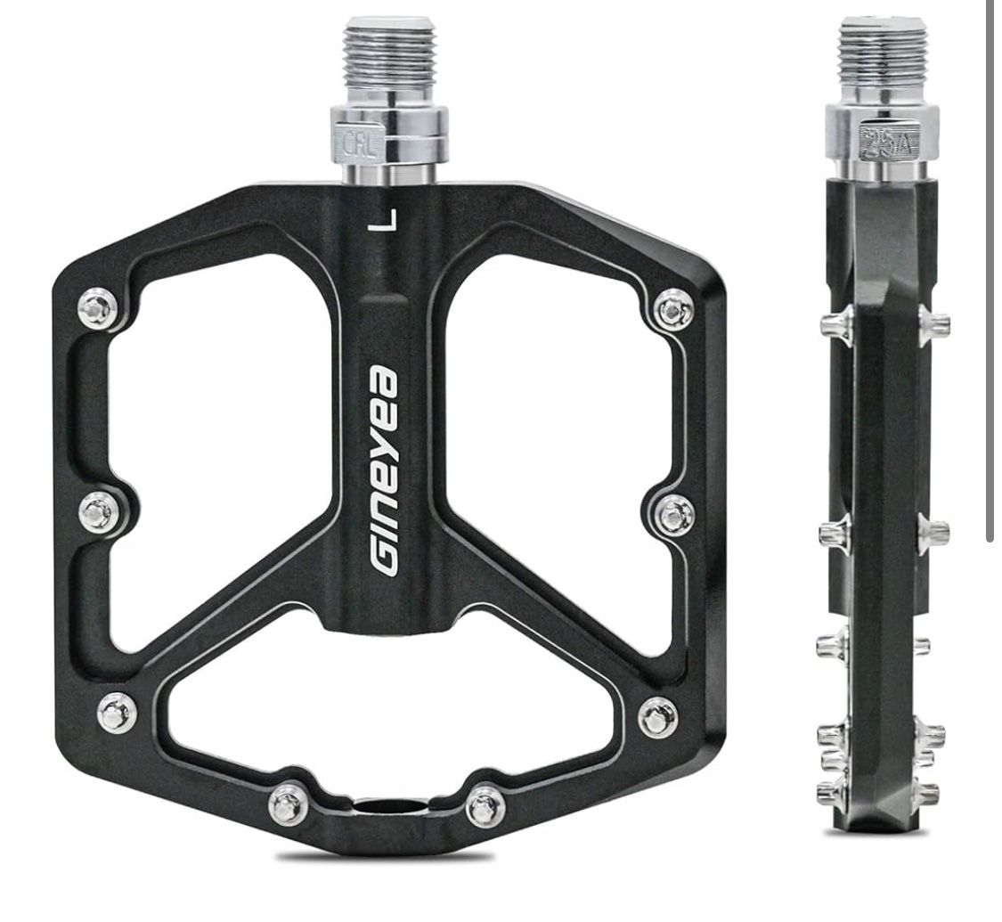 Bike Pedals, Universal Fit Bicycle Pedals Aluminum 9/16" Sealed Bearing Lightweight Wide Flat Platform for Road Mountain BMX MTB Bike