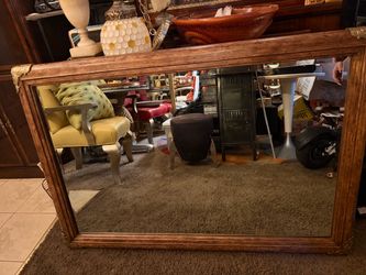 Vintage Mid-Century Hollywood Regency Solid Wood Mirror – 49 x 34