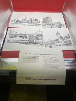 Bill Olendorf Set of (4) St. Louis Landmarks Pencil Signed Prints Arch Admiral +