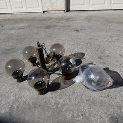 Vintage Chandelier Bronze & Matching Sconce 