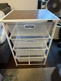 Origami 4-Tier Rolling Cart with Wood Top