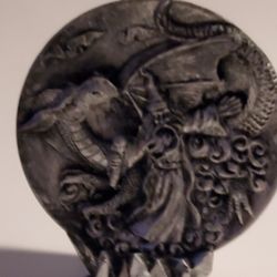 4" X 5" Small Display: 3D Style Angry Dragon With Wizard! 