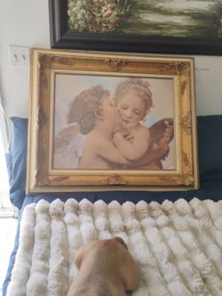 Cherub Angel Print in Gold Ornate Frame
