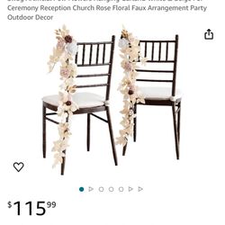 Ling's Moment Fall 10pcs Wedding Chair Decorations Aisle Floral Swag Artificial Pew Flowers Hanging Garland White & Beige For Ceremony Reception Churc