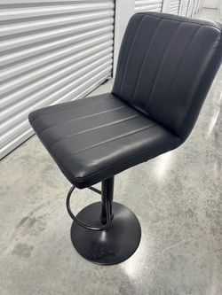 Black Faux Leather Adjustable Bar Stool