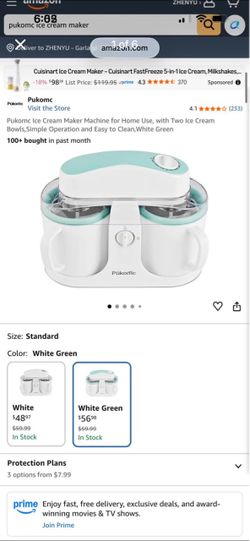 Pukomc Dual Bowl Ice Cream Maker Machine