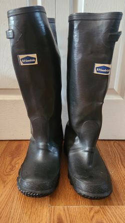 18" Black Rubber Boots Fishing Farm Garden Sz 12 + Wet Work Goodyear
