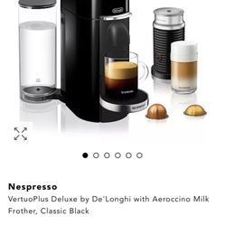 Nespresso VertuoPlus Deluxe by De'Longhi with Aeroccino Milk Frother, Classic Black