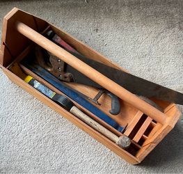 TOOLS-CARPENTERS TOOLBOX 11”W x 26”L x 10”H And TOOLS - See Description