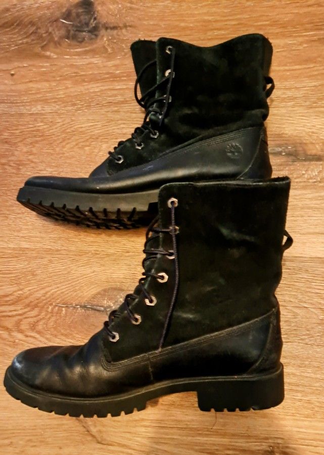 Timberland Women's Premium 6" Waterproof Boot Black Nubuck/Suede US 10 Pre-Owned