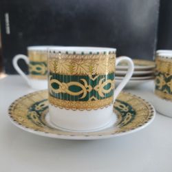 Vintage Intricate Design Espresso / Arabic / Turkish Coffee Cups & Saucers (5)