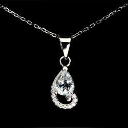 Natural Aquamarine Pendant Necklace 925