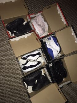 Size 7c shoes and black Nike’s a 6c, $20 each and white and green Jordan’s $10
