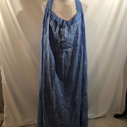 Dreams Co Light Blue Sleeveless Lounger, Embroidered Flowers - Womens 5X, NEW, Bust 33”, length 54.5”