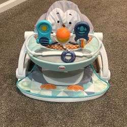 Fisher-Price Portable Baby Chair Sit-Me-Up Floor Seat With Snack Tray And Removable Bar, Penguin Island