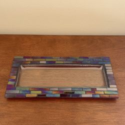 Mosaic Glass Decorative Tray Dish Candle Tea Light Jewelry Trinket Sears