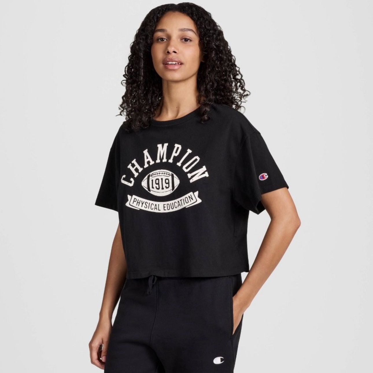 Champion Women’s Short Sleeve Cropped T-Shirt - Black XS
