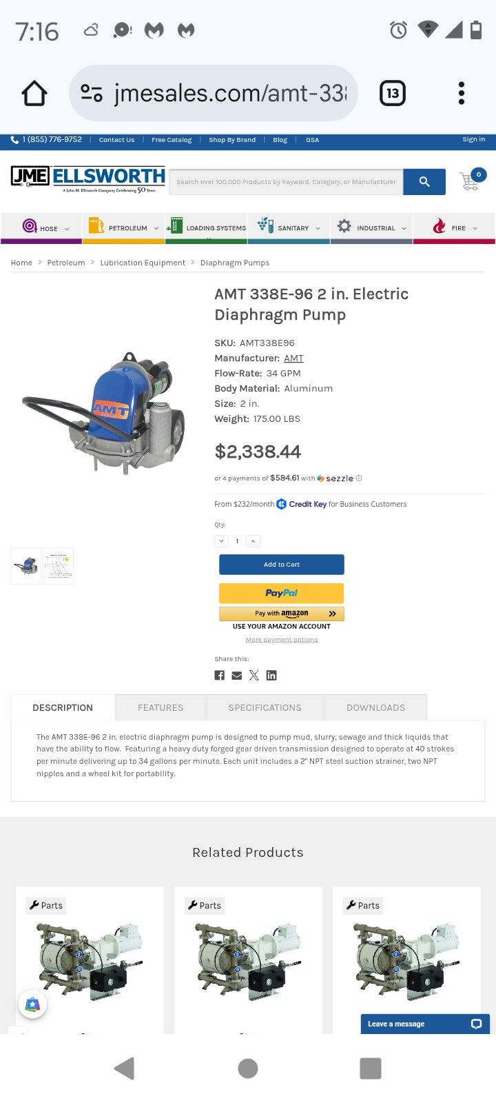AMT 2" DIAPHRAGM PUMP
