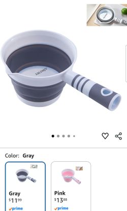 Water Dipper,Folding Bath Ladle，Plastic Water Scoop for Travel, Tabo, Used In Kitchen, Garden, Bathroom(Grey)