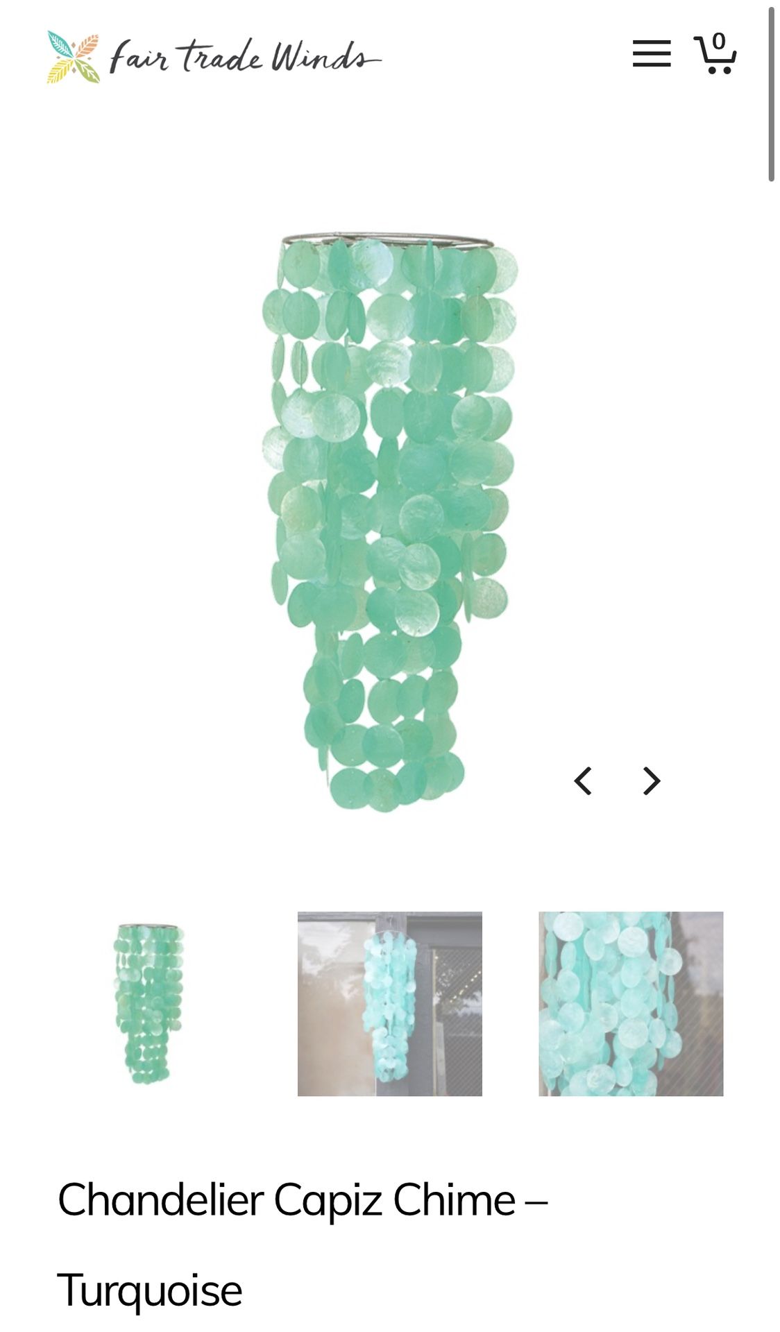 Turquoise Capiz Shell Wind chime/Chandelier