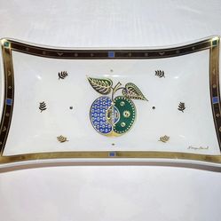 Georges Briard Forbidden Fruit Serving Tray Vintage Signed Art Deco Glassware
