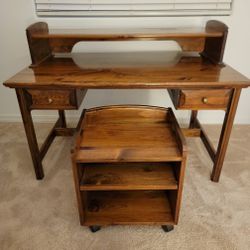 Desk with Hutch and Side/Printer Table