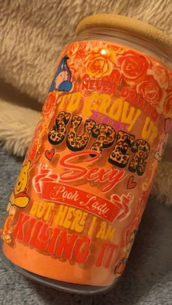Winnie the Pooh Glass Can Cup with Lid